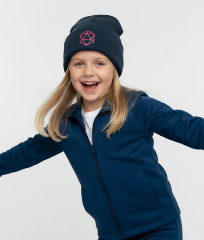 Kids’ Cuffed Beanie - Pink Embroidery